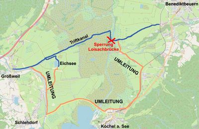 Brückensperrung im Moos Loisachbrücke Richtung Großweil gesperrt