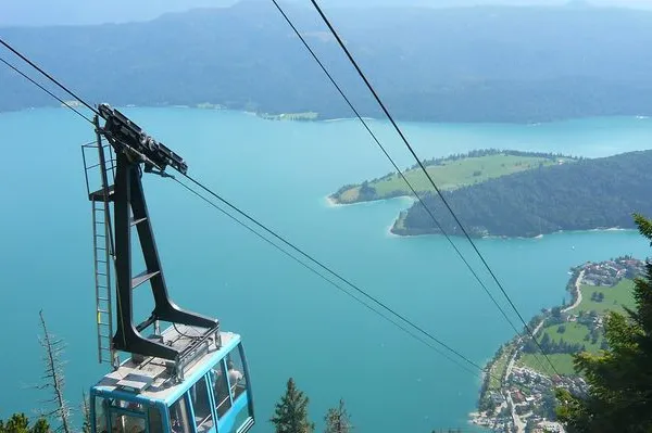 Gondel über dem Walchensee Kabine der Herzogstandbahn