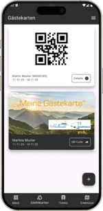 Handy mit digitaler Gästekarte