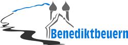 Logo der Gemeinde Benediktbeuern Logo mit Schriftzug und Kirchtürmen